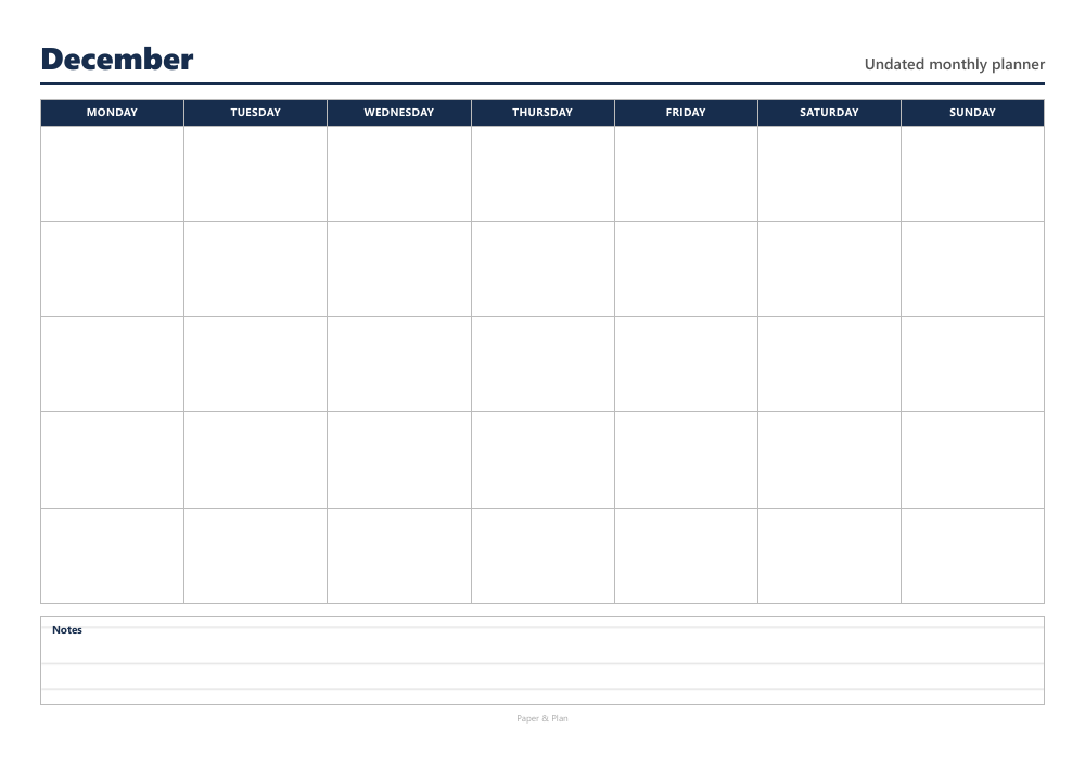 Undated Undated blank calendar preview