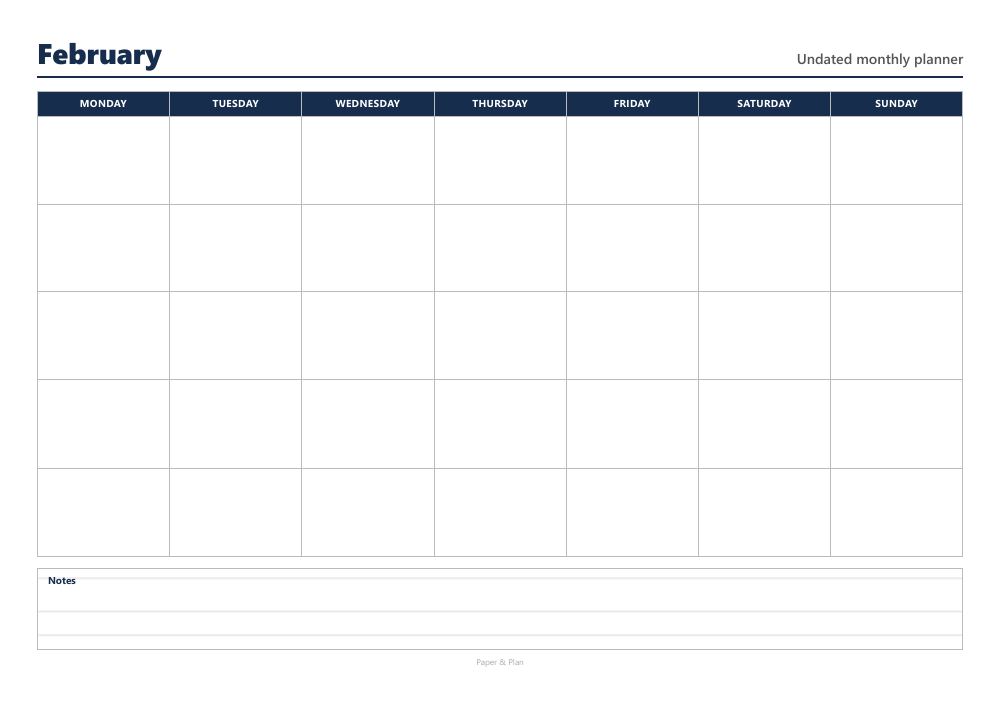 Undated Undated blank calendar preview