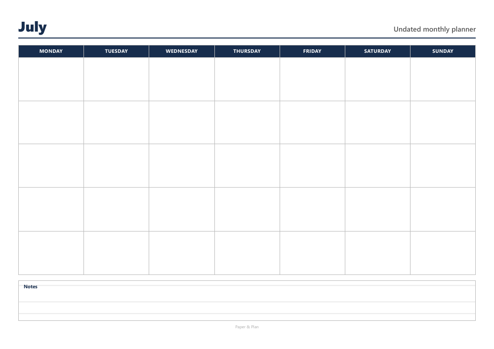 Undated Undated blank calendar preview
