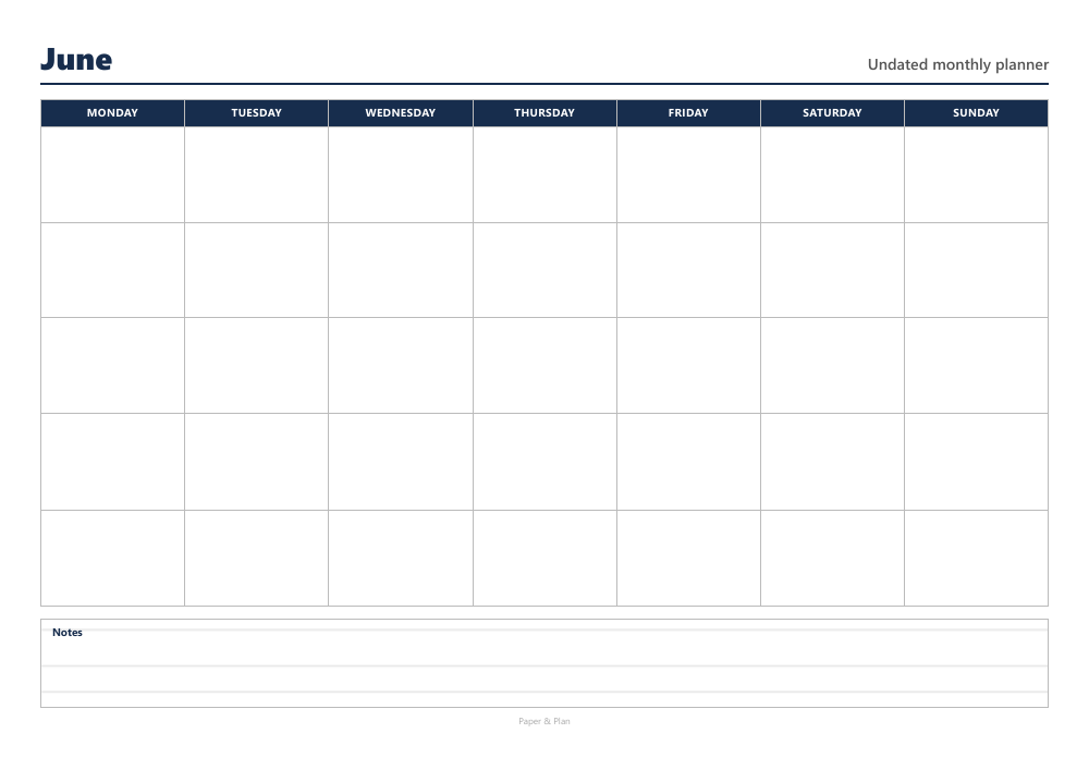 Undated Undated blank calendar preview