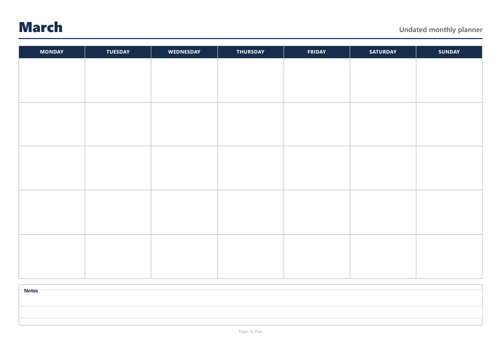 Undated Undated blank calendar preview