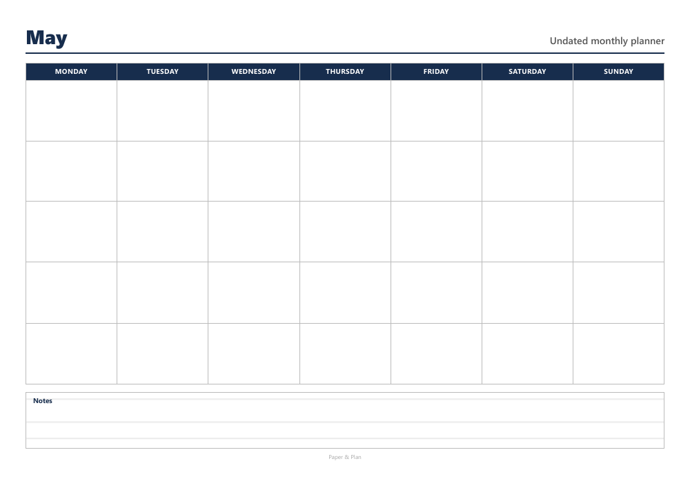 Undated Undated blank calendar preview