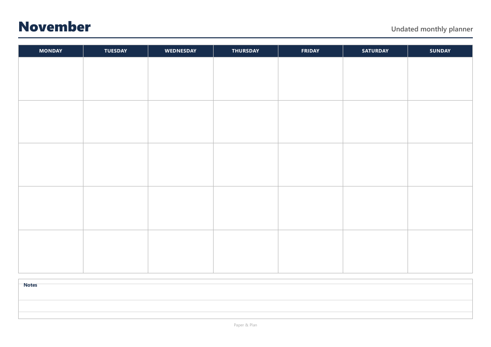 Undated Undated blank calendar preview
