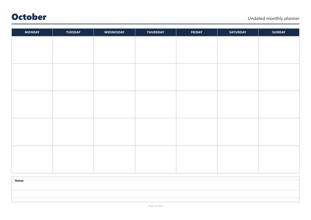 Undated Undated blank calendar preview