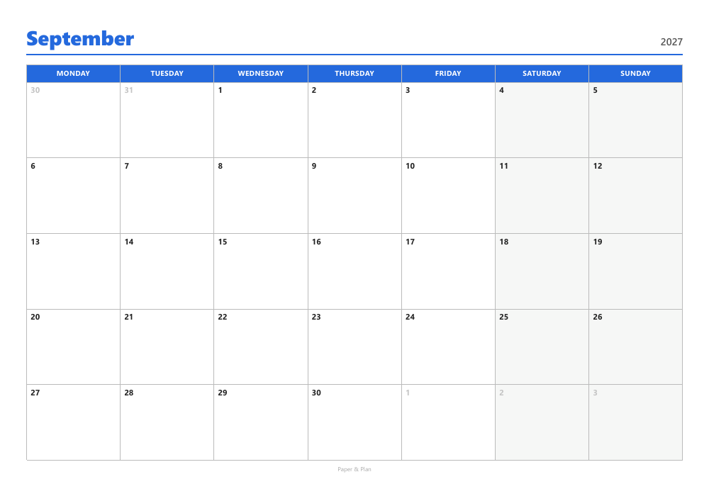 September 2027 Blue landscape preview